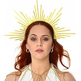 mdgfge Spiked Halo Crown Sunburst Sun Mother Goddess Golden Halo Crown Headpiece Renaissance Headmade Headband for Women Halloween Cosplay Birthday Party, Standard