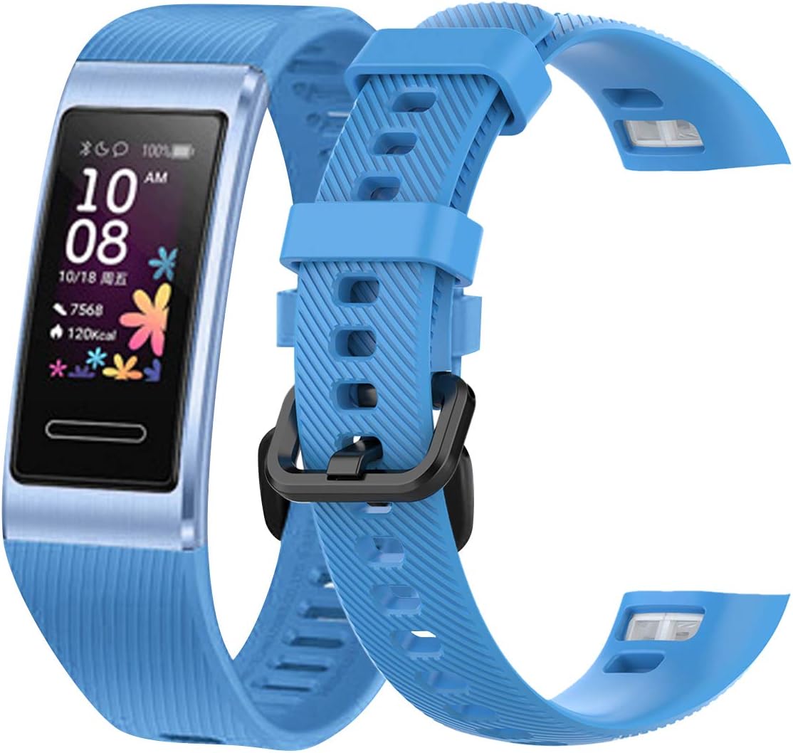 teyiwei Sky-blue Silicone Wrist Strap Compatible for Band 3 Pro Replacement Watch Band Bracelet Compatible with Band 4 Pro