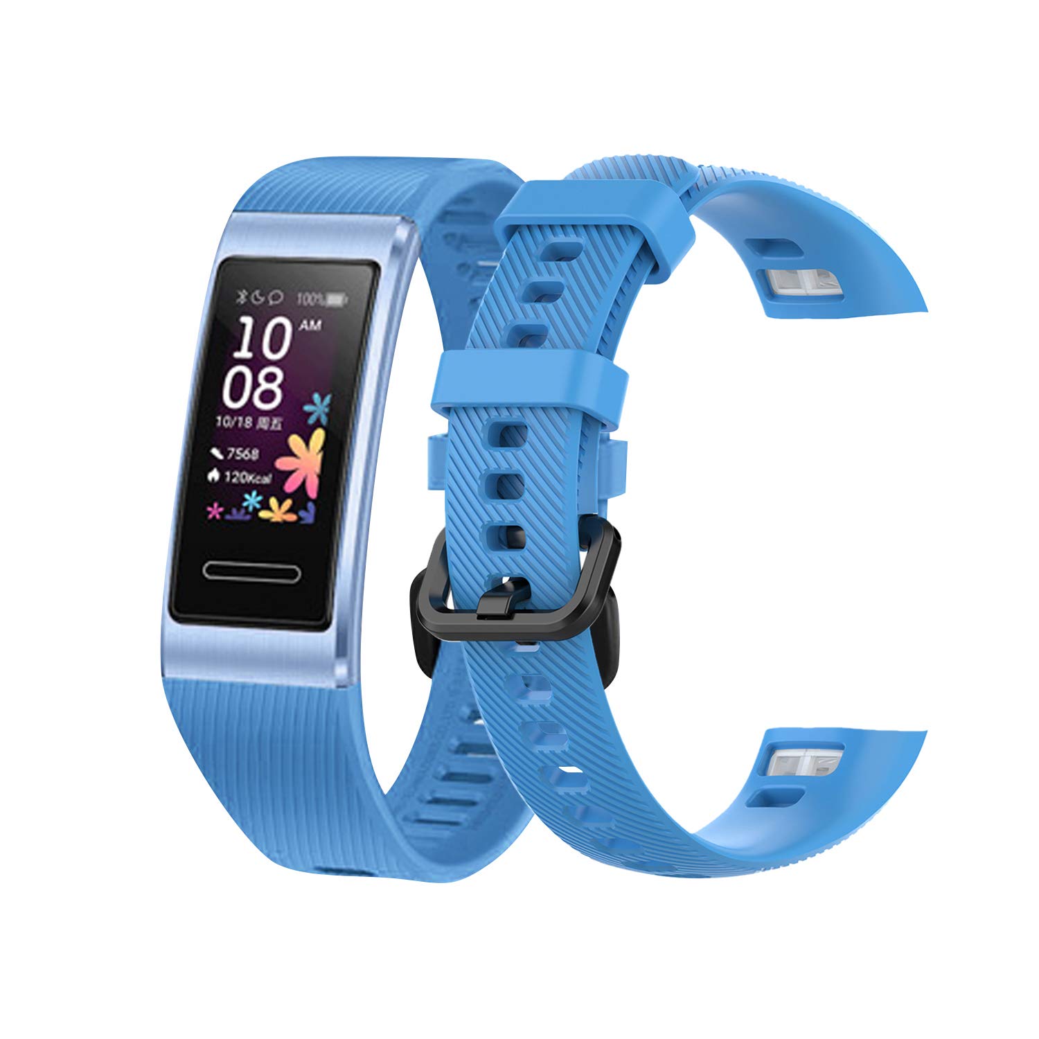 teyiwei Sky-blue Silicone Wrist Strap Compatible for Band 3 Pro Replacement Watch Band Bracelet Compatible with Band 4 Pro