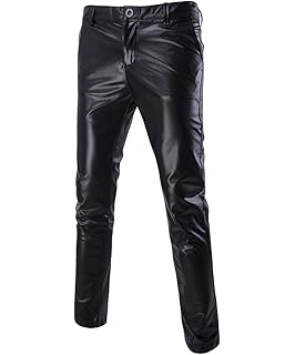 mens black pleather pants