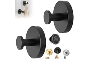 HISKI Suction Cup Hooks, 2024 Upgrade No-Drill Hook Stainless Steel Waterproof Suction Cup Hooks for Shower Bathroom Kitchens Hanging Towels Suction Cup Hooks for Showers Home Kitchen (Black, 2 Pack)