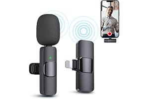 PQRQP Wireless Mini Microphone, Omnidirectional Lavalier Microphone for iPhone iPad, Professional Microphone for Video Recording, YouTube, Vlog, TikTok
