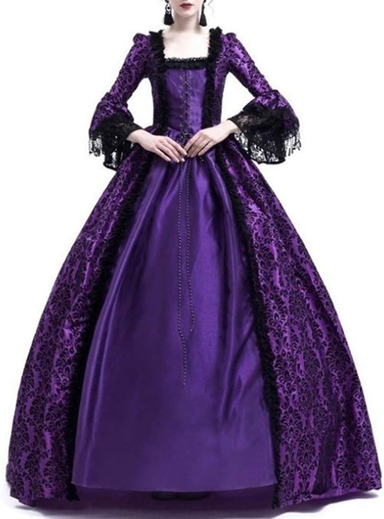 Women Halloween Medieval Victorian Cosplay Costume,Renaissance Gothic Princess Party Dresses