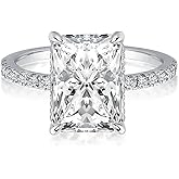 AUROGEM 3.5 Cart White Gold S925 Radiant Cut Engagement Ring, Sterling Silver Promise Ring with Cubic Zirconia, Women’s Travel Engagement Ring, Purity Ring for Women, Unique Engagement Rings for Women, Cubic Zirconia Diamond Engagement Rings for Women