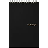 Maruman Mnemosyne Spiral Notebook Vertical A5 5.83"x8.27" 7mm College Ruled | Professional Black Cover, 140 Lined Pages, Twin-Wire Bound To Lay Flat, Perforated Paper, For School &amp; Office, Made in Japan