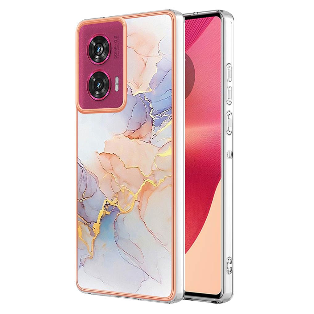 SEAHAI Case for Motorola Edge 50 Fusion, Ultra Thin Premium TPU Bumper Shockproof Hard Cover Fashion Cute Graphic Colorful Silicone Skin Slim Case - Marble white