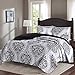 Comfort Spaces Coco 2 Piece Quilt Coverlet Bedspread Ultra Soft Printed Damask Pattern Hypoallergenic Bedding Set, Twin/Twin XL, Black
