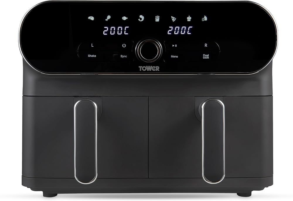 Tower Vortx Elite 10.4L Dual Basket Air Fryer 1700W Graphite Chrome