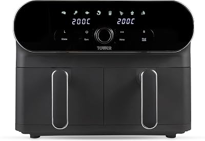 Tower Vortx Elite 10.4L Dual Basket Air Fryer 1700W Graphite Chrome
