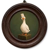 Framed Funny Goose Round Wall Art, Vintage Duck Bathroom Wall Decor | Retro Goose Round Wall Art, Funny Duck Bathroom Wall Decorations for Washroom Restroom Toilet Lavatory