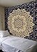 Blue & Gold Ombre Mandala Tapestry Wall Hanging for Room Decor - Queen (85 X 94 Inches) | Aesthetic Wall Blanket, Ehtnic Bedspread Bohemian Cloth Wall Art | Indian Hippie Wall Blanket for Bedroom