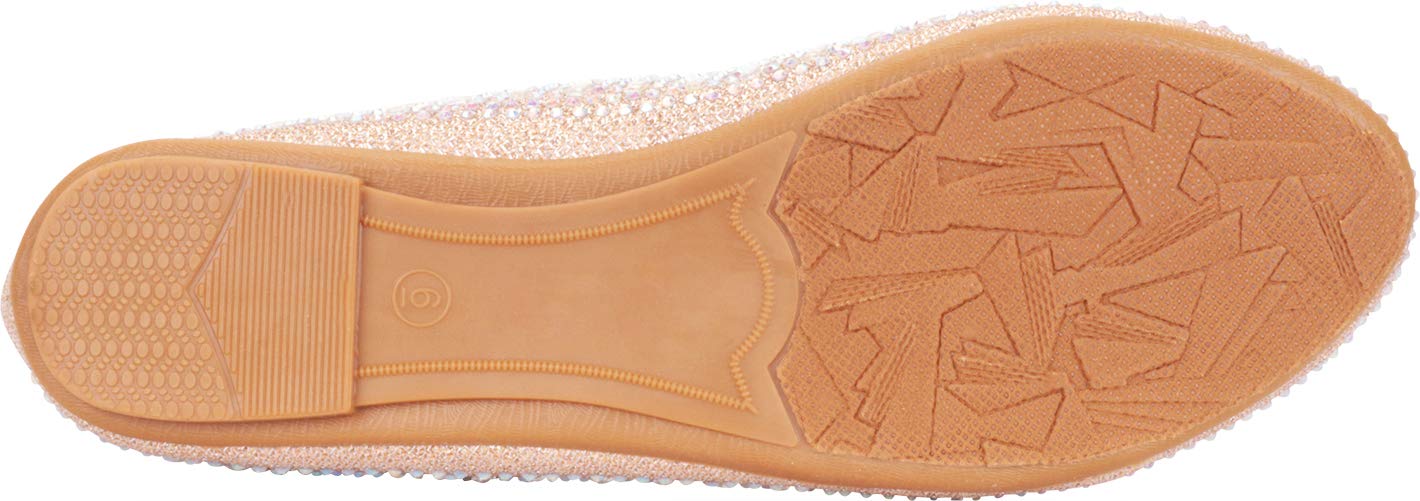 Cambridge Select Women's Round Toe Glitter Crystal Rhinestone Slip-On Ballet Flat,8 B(M) US,Champagne Glitter - Image 4