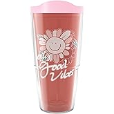 Tervis Made in USA Double Walled Only Good Vibes Floral Insulated Tumbler Cup Keeps Drinks Cold & Hot, 24oz, Classic