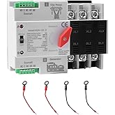 100Amp AC 220V Automatic/Manual Transfer Switch 3P 50/60Hz, 3POLE 100A Mini ATS Solar Auto Dual Power Switch for Home, Din Rail Mounted Cn Automatic Changeover Fast Transfe for Rv, Lv Power