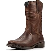 SUREWAY Western Boots For Men-Soft Toe,Square Toe Cowboy Boots,Thicker Leather,Oil/Slip Resistant,Extremely Comfortable Durable Proved,Rubber Sole,Work Boots/Shoes With Embroidered