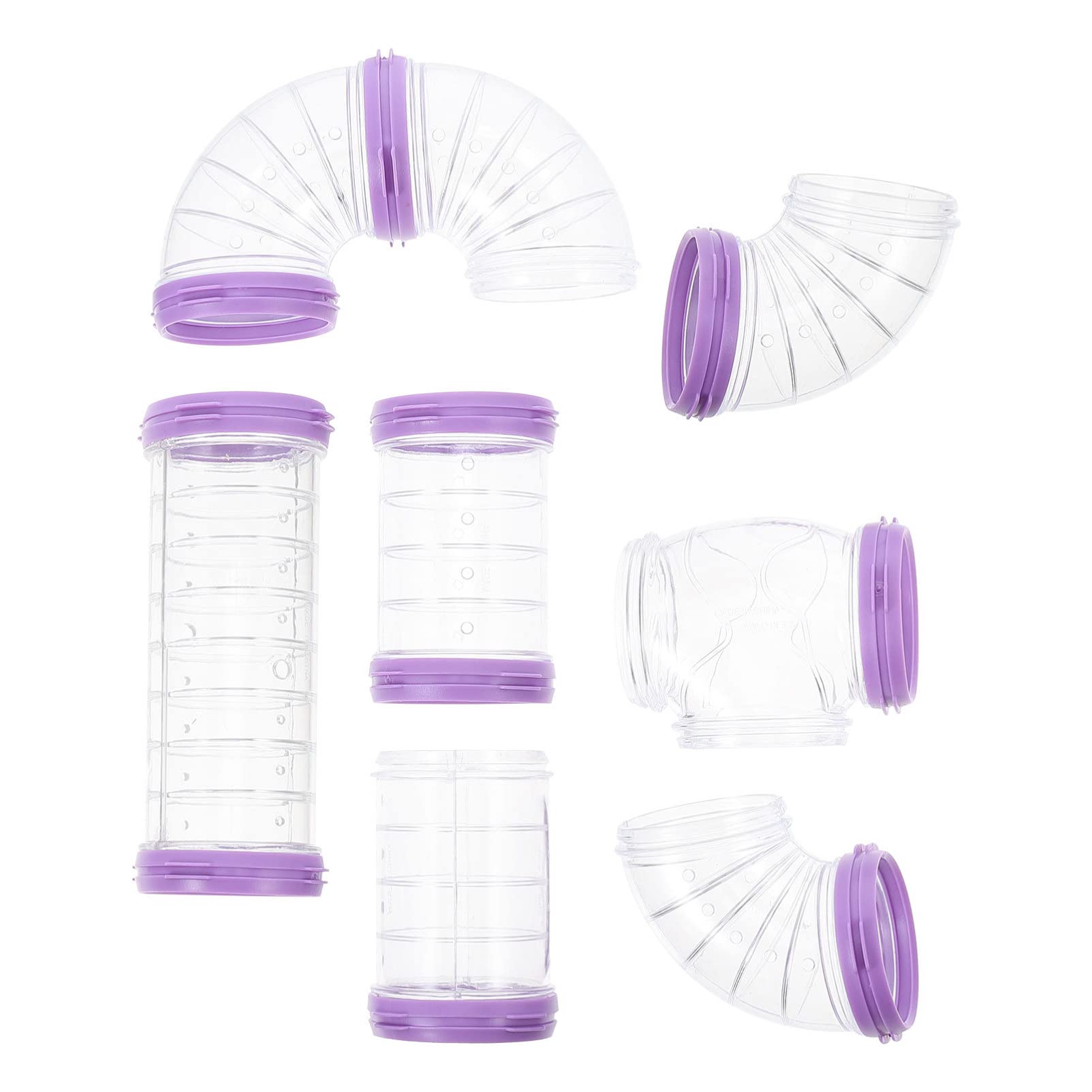 STOBOK Hamster Cage Hamster Cage Diy Tubes Kits Guinea Pig Maze Tube Connector Transparent Tunnel Playground Tunnel Small Animals Sports (Purple) Toys Toys