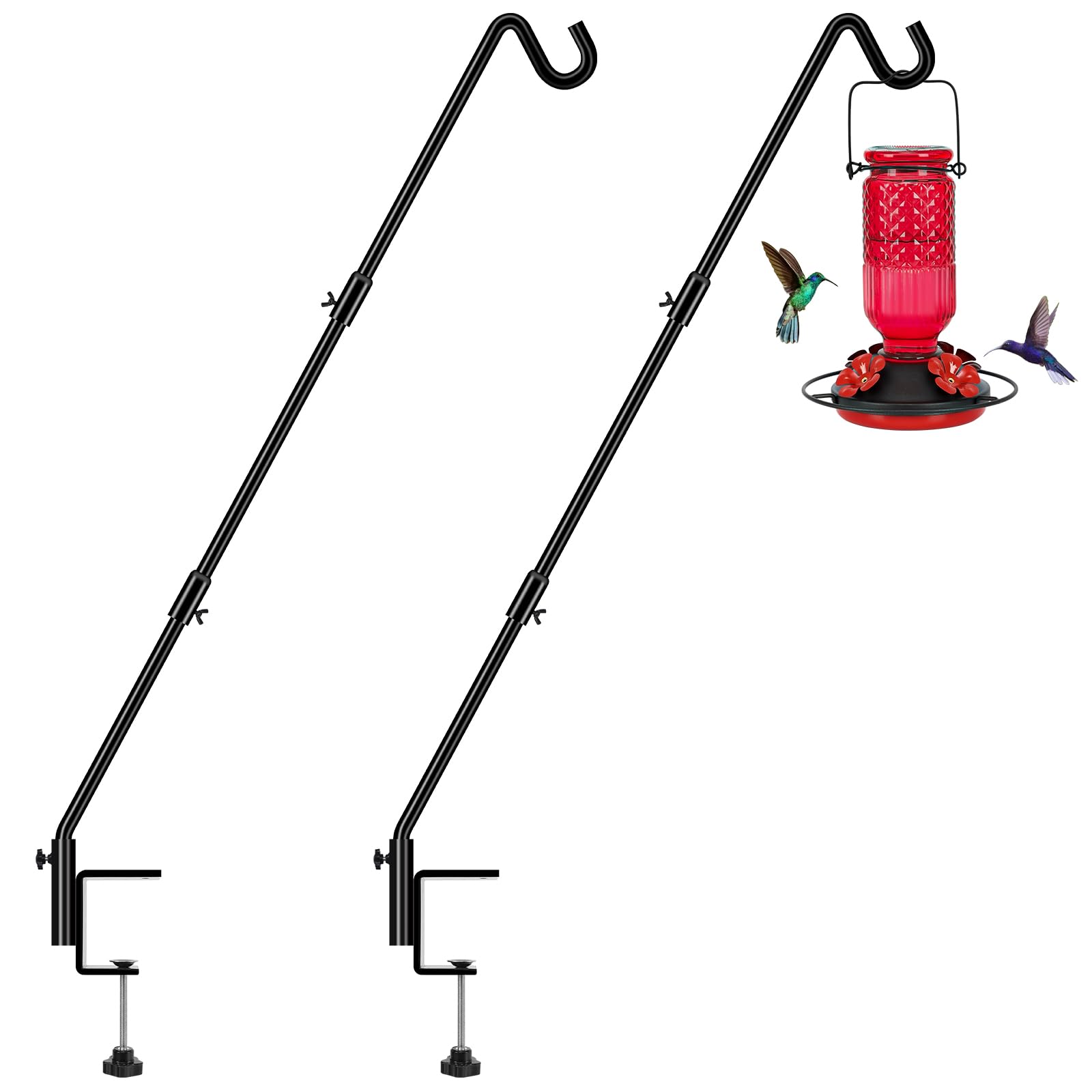 Photo 1 of **ONLY ONE**FEED GARDEN [Upgrade Version 2 Pack Bird Feeder Hanger Adjustable 43 Inch Deck Hooks for Railing 360 Degree Swivel Heavy Duty Hanging Hooks for Bird Feeders Wind Chimes
