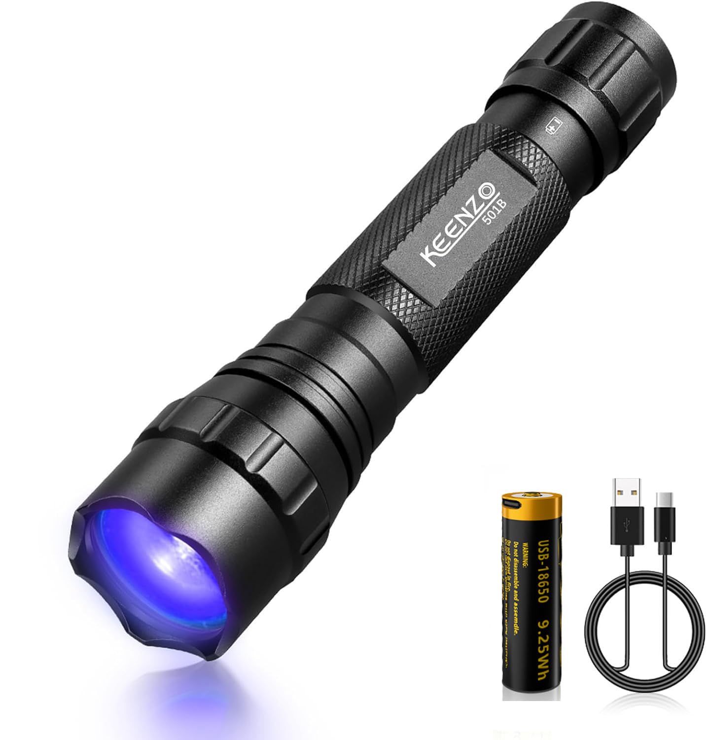 KEENZO UV Torch,UV Black Light LED Ultraviolet Flashlight,UV Light,Blacklight Detector for Pet Urine,Stain,Bed Bugs and More (501B-395nm)