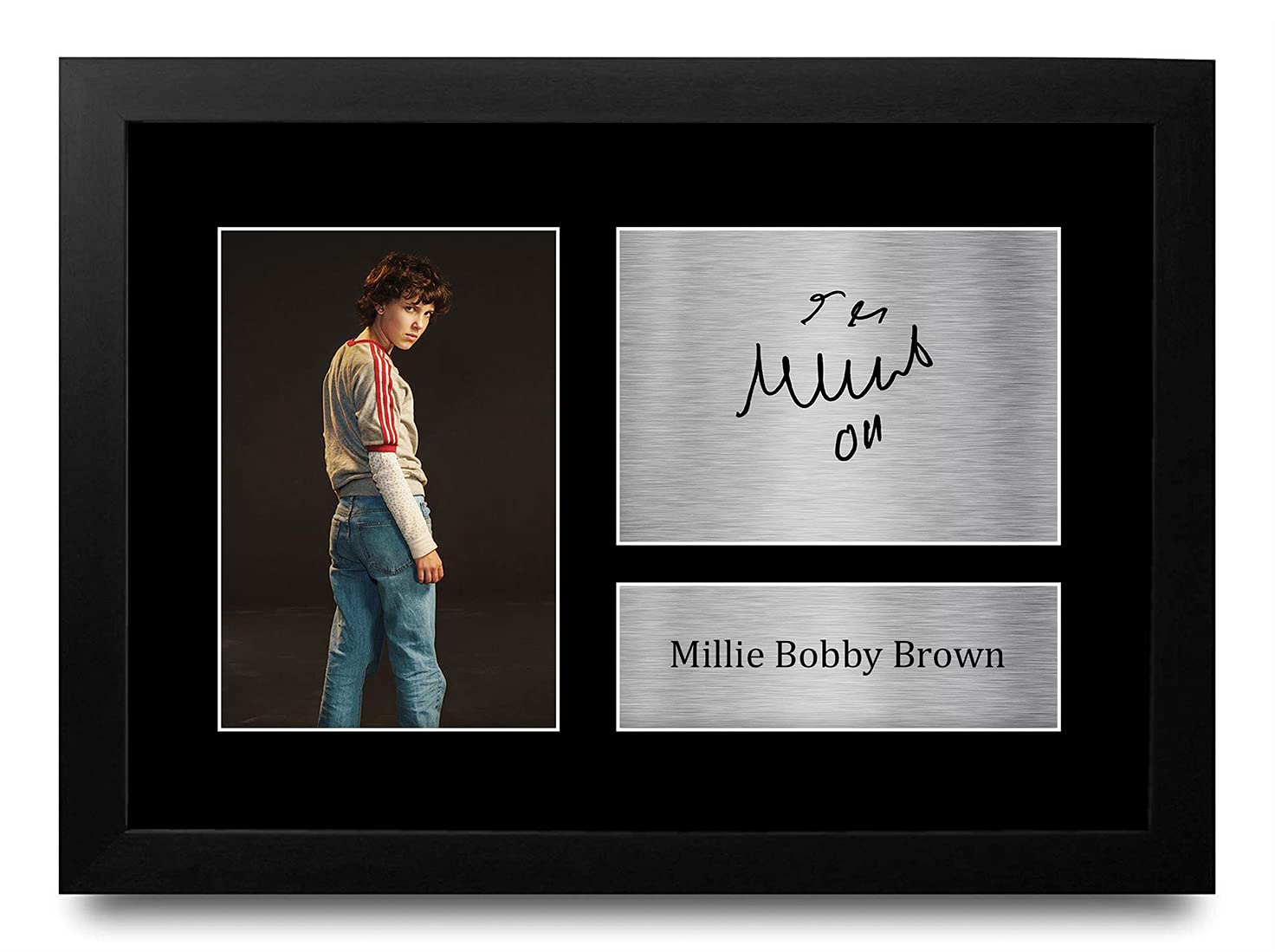 HWC Trading Millie Bobby Brown Strange Hawkins Thing Eleven Gifts Printed Signed Autograph Picture for TV Show Fans - A4 Framed