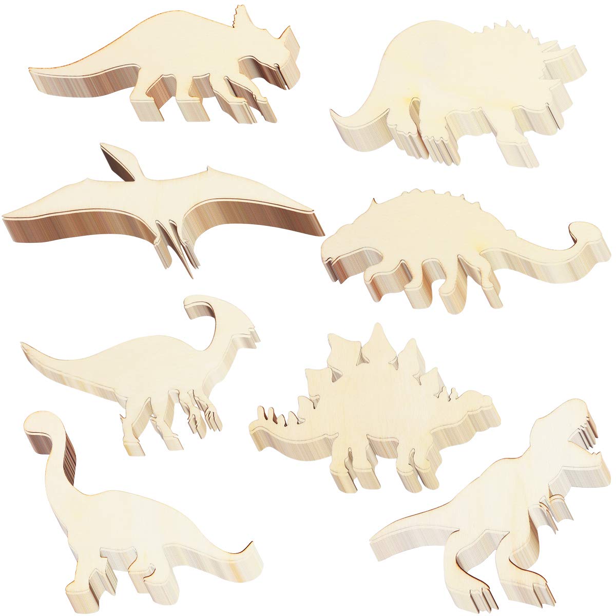 Buy Newbested 48 Pack Unfinished Wooden Dinosaur Animal Cutouts