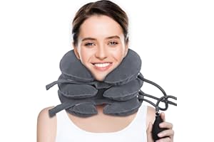 CRABCLAW Cervical Neck Traction Device for Neck Pain Relief, Adjustable Inflatable Neck Stretcher Neck Brace, Neck Traction Pillow for Use Neck Decompression and Neck Tension Relief (Gray)