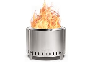 Florise 27 Inch Smokeless Fire Pit, Outdoor Portable Firepit with Waterproof Cover & Poker, Stainless Steel Wood Burning Fireplace for Outside,Patio, Camping, Bonfire, Silver