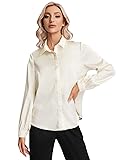 MakeMeChic Women's Satin Silk Long Sleeve Blouse