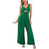 CUPSHE Women's Jumpsuit V Neck Solid Wide Leg Pants Cutout Sleeveless High Waist Casual Summer Outfits Romper 2025