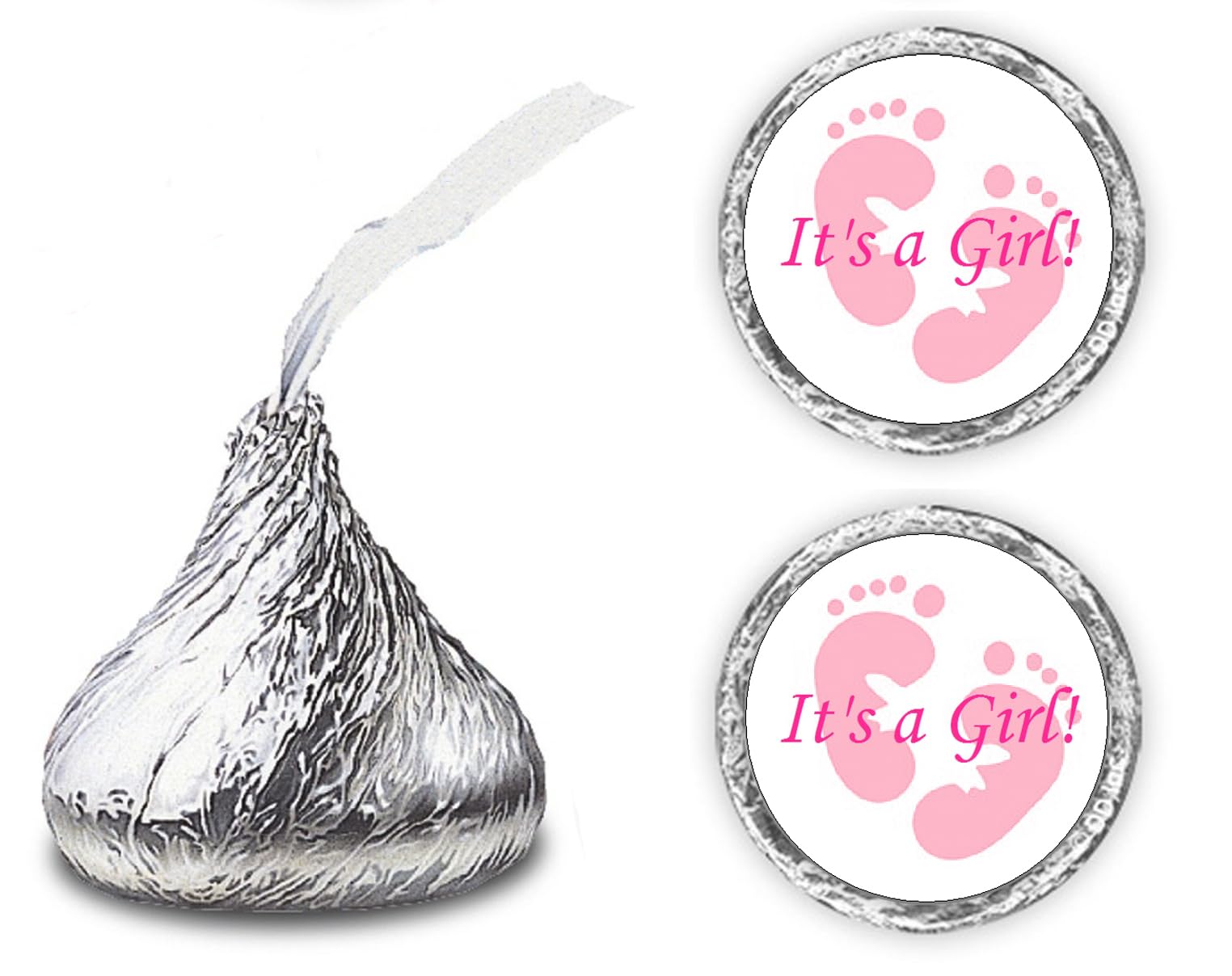 Photo 1 of 324 Its a Girl Pink Footprints Kisses Labels for Baby Shower Or Baby Sprinkle Party Or Event Decorations, Stickers, Wrappers, Favors. Made in USA