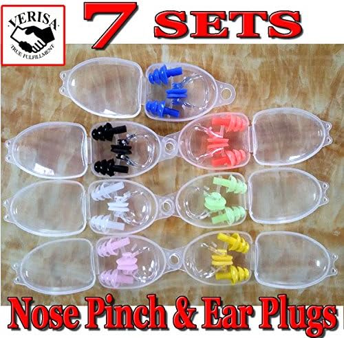 Waterproof Silica Gel Swimming Earplugs and Nose Clip, Sets of 7 Ear &amp; Nose Protector Swimming Sets Box Package from Millys Store
