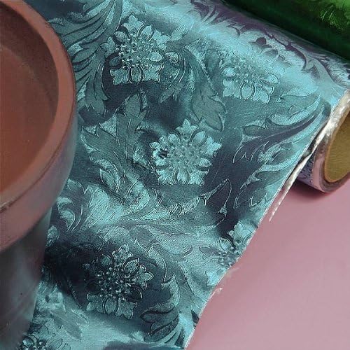 Premium Floral Foil Wrapping Paper - 20 Inches By 10 Yards (Ice Blue)