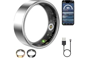 WNRTSA Smart Ring Health Tracker, Smart Ring for Women & Men, Health Ring with Heart Rate, Blood Oxygen, and Sleep Monitoring, Waterproof Fitness Ring with Long Battery Life (Silver, 7)