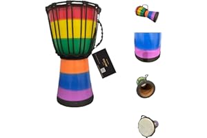 B.N.D TOP Drum Djembe is a Rope goat skin Covered Goblet African Drum Played by Hands West Africa style jembe for drums circle and more (6x12 rainbow) Designed in the USA