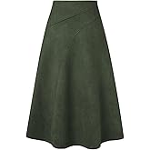 Kate Kasin 2025 Women's Suede Skirts, High Waist A-Line Skirt, Fall Winter Midi Skirt