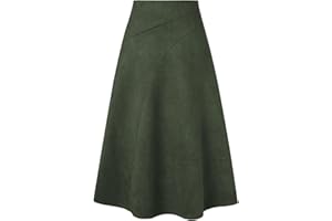 Kate Kasin 2025 Women's Suede Skirts, High Waist A-Line Skirt, Fall Winter Midi Skirt
