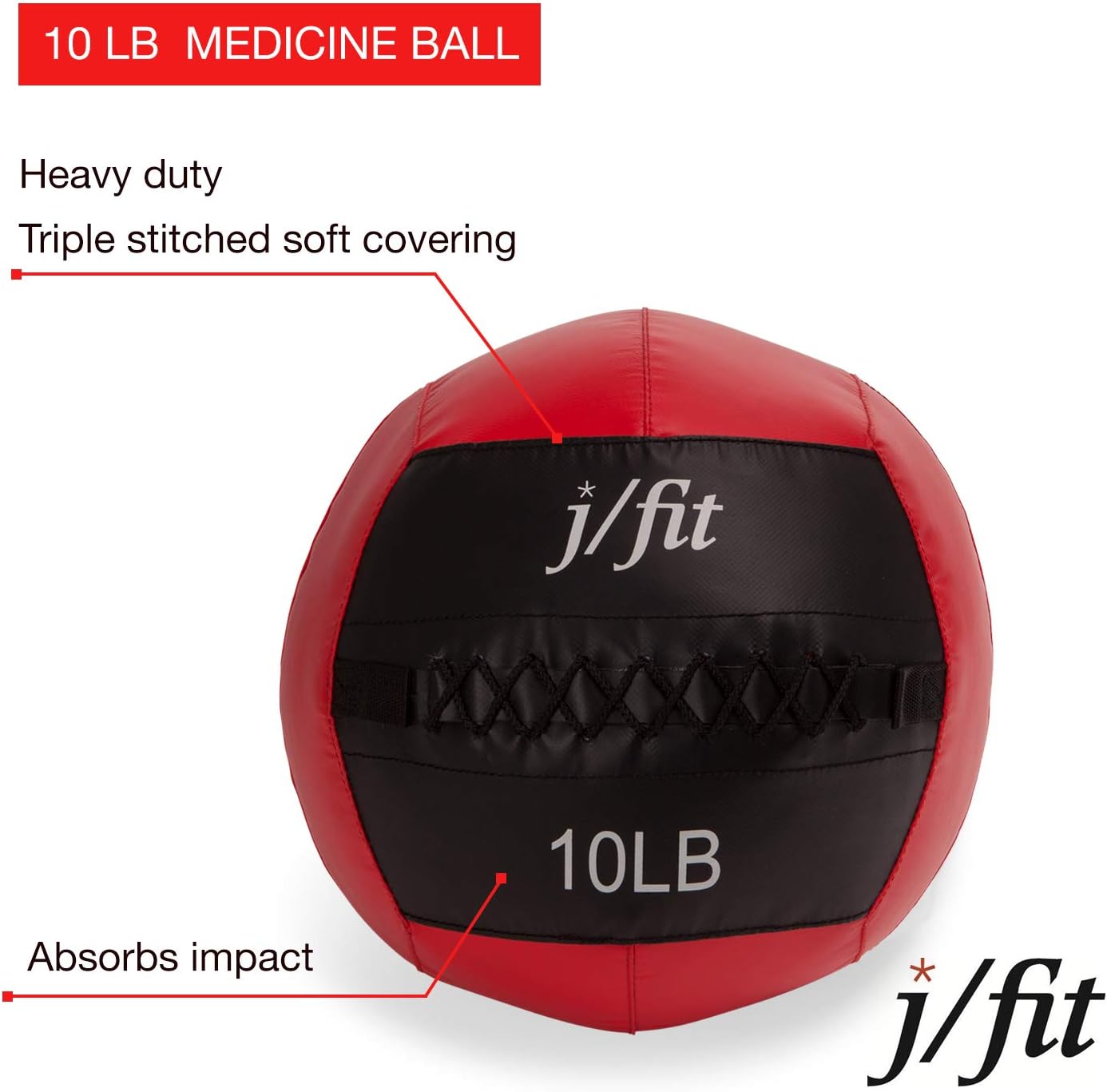 j/fit Medicine Ball, Red/Black, 8-Pound : Ugi Fitness Ball : Sports & Outdoors