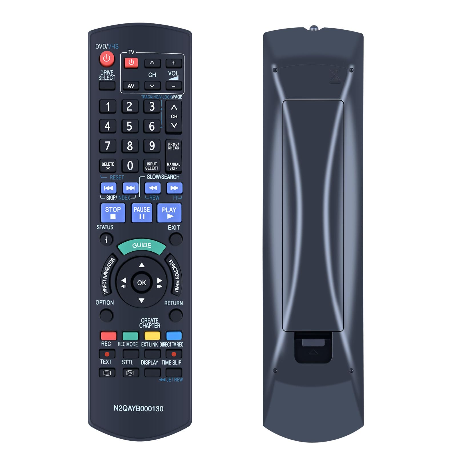 N2QAYB000130 Replacement Remote Control for Panasonic DVD Recorders Compatible with DMR-EX77 DMR-EX87 DMR-EX98 DMR-EX98V DMR-EZ47 DMR-EZ47V DMR-EZ47-VEBK DMR-EZ47-VEBS DMR-EZ48 DMR-EZ48V DMR-EZ48-VEB