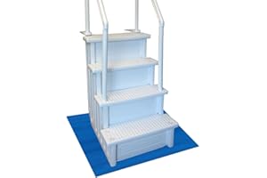 RESILIA Stay-Put Swimming Pool Ladder Mat - Non-Slip, Wide Ribbed, Protective Pad, 36 Inches x 36 Inches, 0.125 Inch Thick, Powder Blue, Made in USA