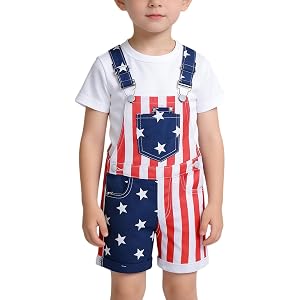 Toddler Boys Girls America Flag Denim Overalls Shorts Independence Day Adjustable Straps Shortalls 250th Denim Bib Dungarees