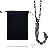 YKEBVPW Urn Necklace for Men Stainless Steel Fishing Hook Pendant Charm that Holds Human Ashes Mens Cremation Jewelry Ash Holder Memorial Fish Pendants and Urns for Ash Tribute