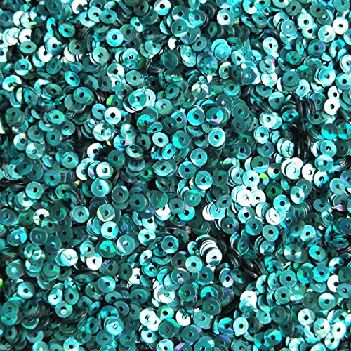 3mm Sequins Flat Round Teal Blue Green Prism Metallic. Made in USA