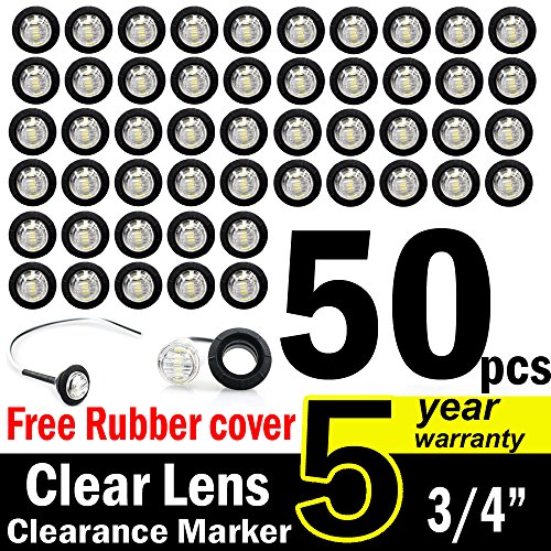50 Pcs TMH 3/4″ Inch Mount White LED Clearance Markers Bullet Marker