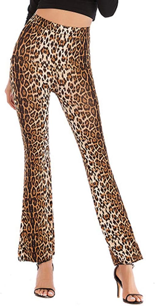 Womens High Waist Casual Print Sports Pants Harem Pants Bell Bottoms Yoga Pants
