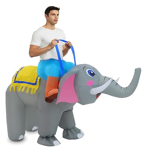 Anroong Inflatable Costume for Adult Elephant Costume Halloween Blow Up Ride on Elephant Costumes Animals Suit for Men Women Cosplay Party