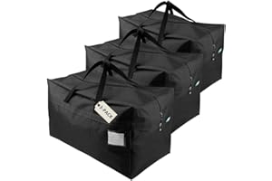 iwill CREATE PRO Pack of 3, 100L Large Size Ornament Festival Decoration Items Storage Bags, Such as Lights, Balls, Gift Wrapping, Travel Duffel Bags, Black