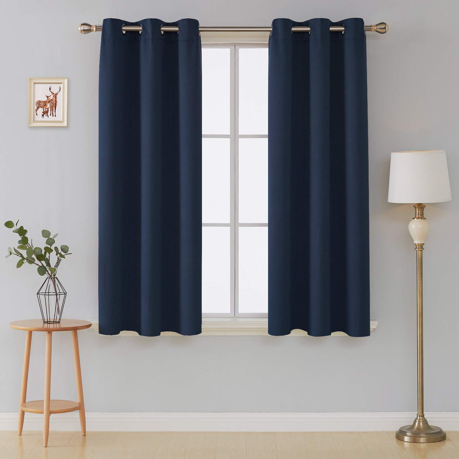 funky gadgets Blackout Curtains for Bedroom Thermal Insulated Blackout Curtains 70 to 90% Light Blocking Eyelet curtains for Living Room 2 Panels, 66 x 90 Inch, Navy Blue