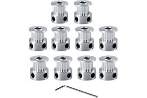 GBA-SZC GT2 Pulley 20 Teeth 6.35mm bore Width 6mm Aluminum 20T Pulley Wheel for 6mm Width GT2 Timing Belt for 3D Printer,CNC (10pcs)