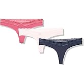 Tommy Hilfiger womens 3pk Cotton Logo Lace Trim V Thong