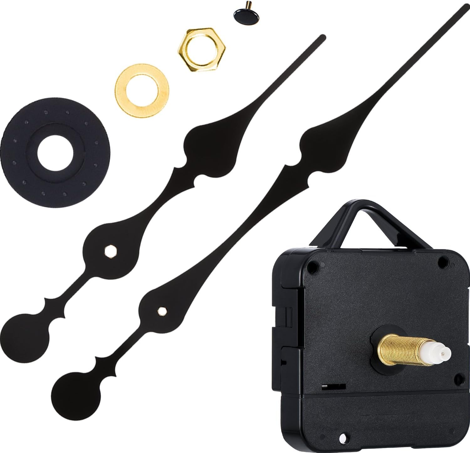 Photo 1 of Hicarer 31 mm Quartz Clock Mechanism High Torque Long Shaft Clock Movement Wall Clock Movement Replacement with 2 Spade Hands for DIY Clock Repair Parts