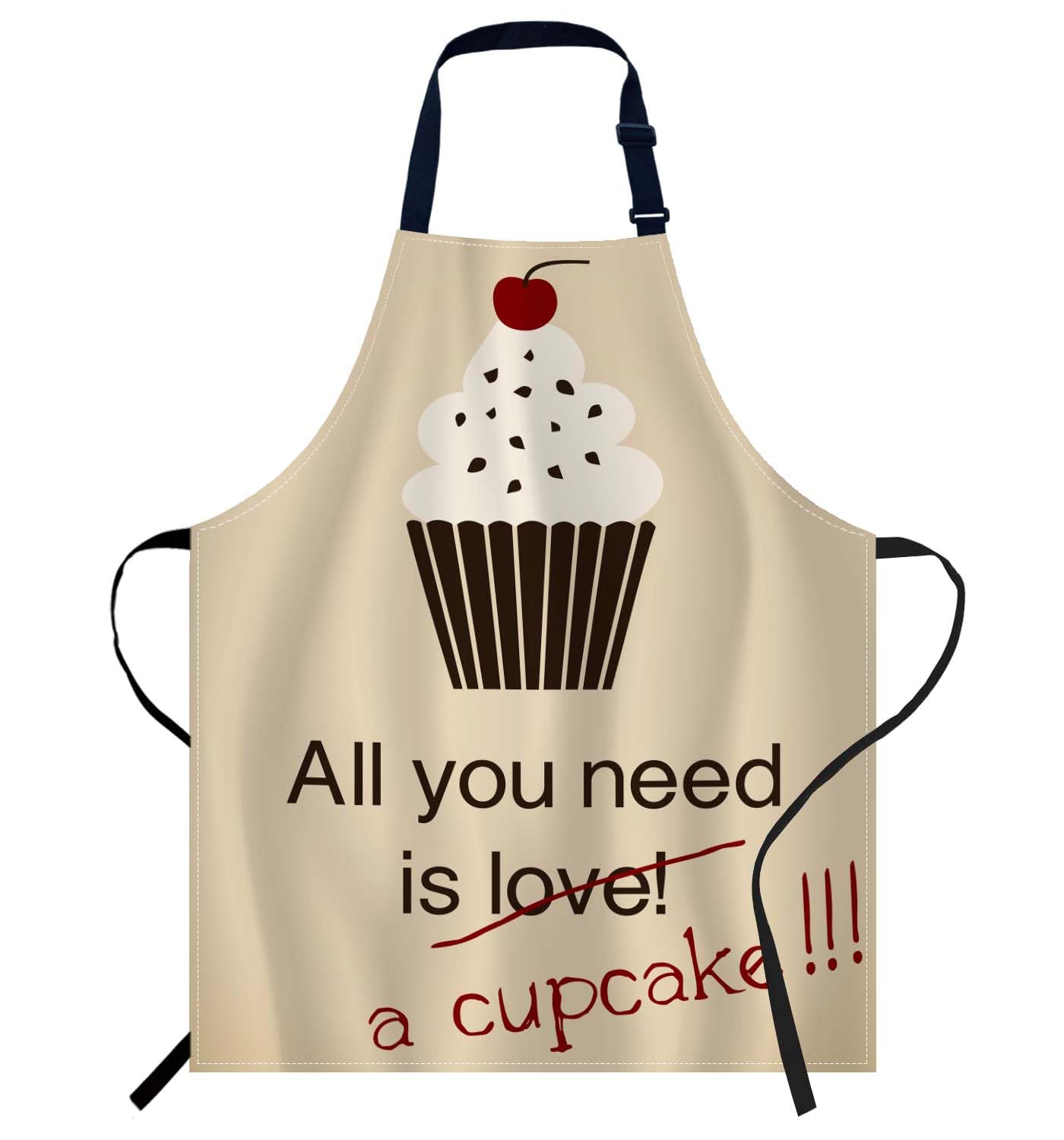 Smooffly All You Need is a Cupcake Apron Adjustable Bib Chef Aprons Cooking Apron Unisex Women Men Aprons Perfect for Home Kitchen, Baking, Gardening, Restaurant, Coffee house BBQ